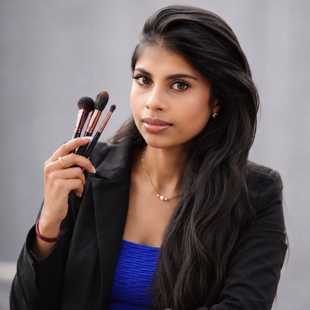 Nilamua Makeup Artistin mit professionellen Pinseln